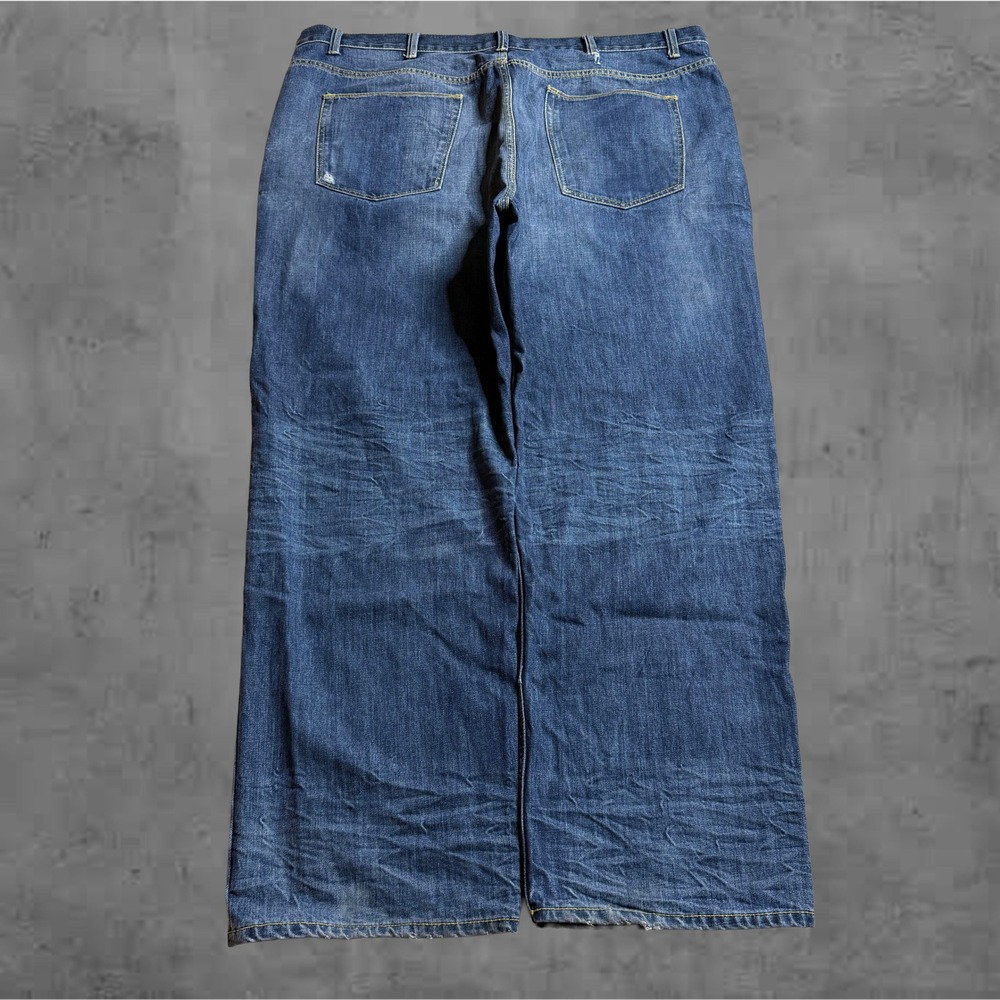 Vintage‎ Super Baggy PETROL Men Jeans Blue Denim Relaxed Fit Distressed